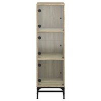Hoge kast met glazen deuren 35x37x120 cm sonoma eikenkleurig 6