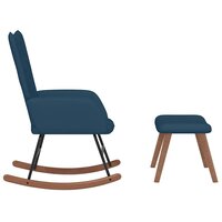 Schommelstoel met voetenbank fluweel blauw 4