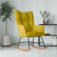 Schommelstoel fluweel mosterdgeel 3