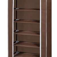 Stoffen schoenenrek met hoes 162 x 57 x 29 cm bruin 8