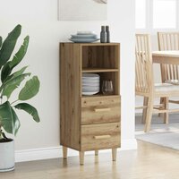 Dressoir artisanaal eikenkleurig 34 x 34.5 x 90 cm Bewerkt hout 4