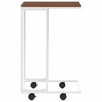 Bijzettafel met wieltjes 40x30x63,5 bewerkt hout wit en bruin 4