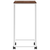 Bijzettafel met wieltjes 40x30x63,5 bewerkt hout wit en bruin 5