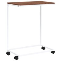 Bijzettafel met wieltjes 55x35x70 cm bewerkt hout wit 2