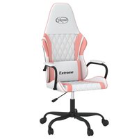 Gamestoel kunstleer wit en roze 2