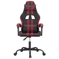 Gamestoel draaibaar kunstleer zwart en wijnrood 3