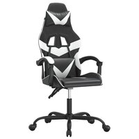 Gamestoel draaibaar kunstleer zwart en wit 2
