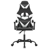 Gamestoel draaibaar kunstleer zwart en wit 3