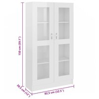 Vitrinekast 82,5x30,5x150 cm bewerkt hout hoogglans wit 9