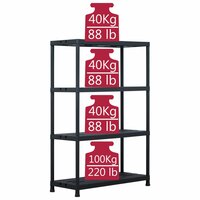 Opbergrek 220 kg 90x40x138 cm kunststof zwart 6