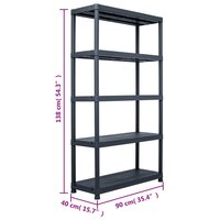 Opbergrek 220 kg 90x40x138 cm kunststof zwart 7