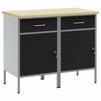 Werkkast met lade 2 pcs Zwart en Grijs 100 x 55 x 85 cm 2