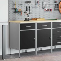 Werkkast met lade 2 pcs Zwart en Grijs 100 x 55 x 85 cm 3