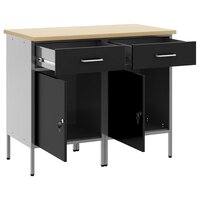 Werkkast met lade 2 pcs Zwart en Grijs 100 x 55 x 85 cm 4