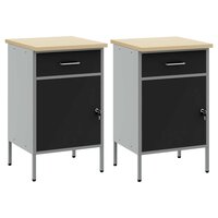 Werkkast met lade 2 pcs Zwart en Grijs 100 x 55 x 85 cm 5