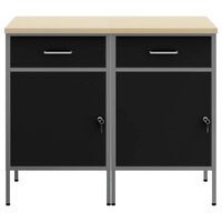 Werkkast met lade 2 pcs Zwart en Grijs 100 x 55 x 85 cm 6