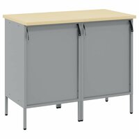 Werkkast met lade 2 pcs Zwart en Grijs 100 x 55 x 85 cm 8