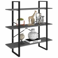 Boekenkast met 3 schappen 100x30x105 cm grenenhout grijs 3