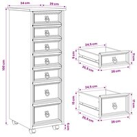 Rolkast met lades CORONA Massief grenenhout en engineered wood 9