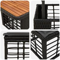 Tuin eettafelset 3 st Zwart en Grijs Poly Riet en Acaciahout 8