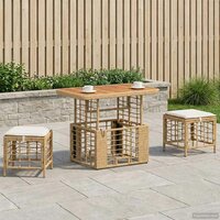 Tuin eettafelset 3 st Natuur en Wit Poly Riet en Acaciahout 3