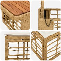 Tuin eettafelset 3 st Natuur en Wit Poly Riet en Acaciahout 8