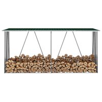 Haardhoutschuur 330x84x152 cm gegalvaniseerd staal groen 5