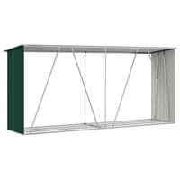 Haardhoutschuur 330x84x152 cm gegalvaniseerd staal groen 8