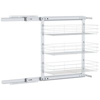 Draadmand keuken uittrekbaar 3-laags 47x25x56 cm zilverkleurig 7