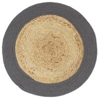 Placemats 6 st 38 cm jute en katoen natuurlijk en antraciet 2