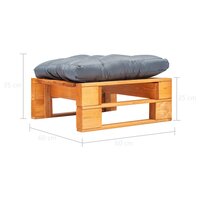 Tuinpoef met grijs kussen pallet hout honingbruin 3