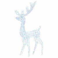 Kerstversiering rendier 140 LED&amp;apos;s koudwit 128 cm acryl 2