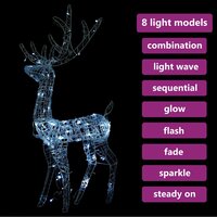 Kerstversiering rendier 140 LED&amp;apos;s koudwit 128 cm acryl 6