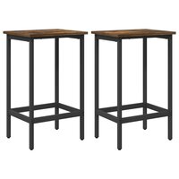 Barkruk 2 st Gerookt eiken 40 x 32 x 74 cm Bewerkt hout 2