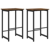 Barkruk 2 st Gerookt eiken 40 x 32 x 64 cm Bewerkt hout 2