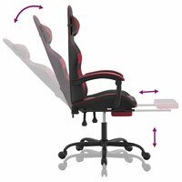 Gamestoel met voetensteun kunstleer wit en wijnrood 7