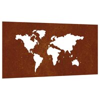 Wanddecoratie tuin wereldkaartontwerp 105x55 cm cortenstaal 2