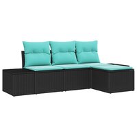 Bankstel 4 st Zwart [Synthetisch]: Poly Rattan 2