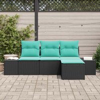 Bankstel 4 st Zwart [Synthetisch]: Poly Rattan 3