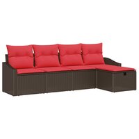 Bankstel met kussen met opslag Bruin poly rattan 2
