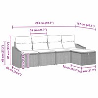 Bankstel met kussen met opslag Bruin poly rattan 9