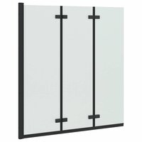 Opvouwbare Douchewand Zwart 130 x 138 cm ESG-glas en aluminium 2