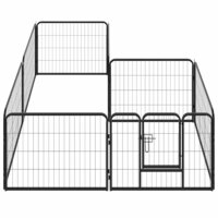 Hondenren met 8 panelen 80x60 cm staal zwart 3