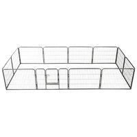 Hondenren met 12 panelen 80x60 cm staal zwart 2