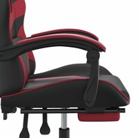Gamestoel draaibaar met voetensteun kunstleer zwart en wijnrood 8