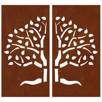 Wanddecoratie tuin 2 st boomontwerp 105x55 cm cortenstaal 4