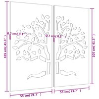 Wanddecoratie tuin 2 st boomontwerp 105x55 cm cortenstaal 8