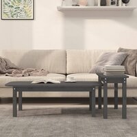 2-delige Salontafelset massief grenenhout grijs 3