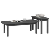 2-delige Salontafelset massief grenenhout grijs 4