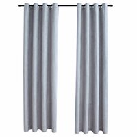 Gordijn verduisterend met metalen ringen 2 st 140x245 cm grijs 2